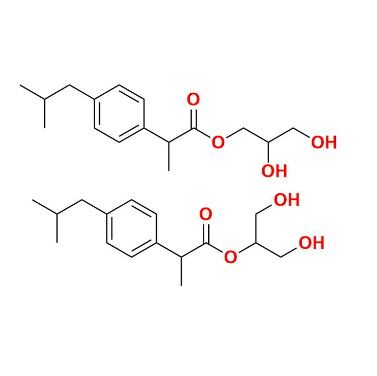 AQ-I000667.png Ibuprofen 1,2,3-Propanetriol Esters (Mixture of Regio- and Stereoisomers)