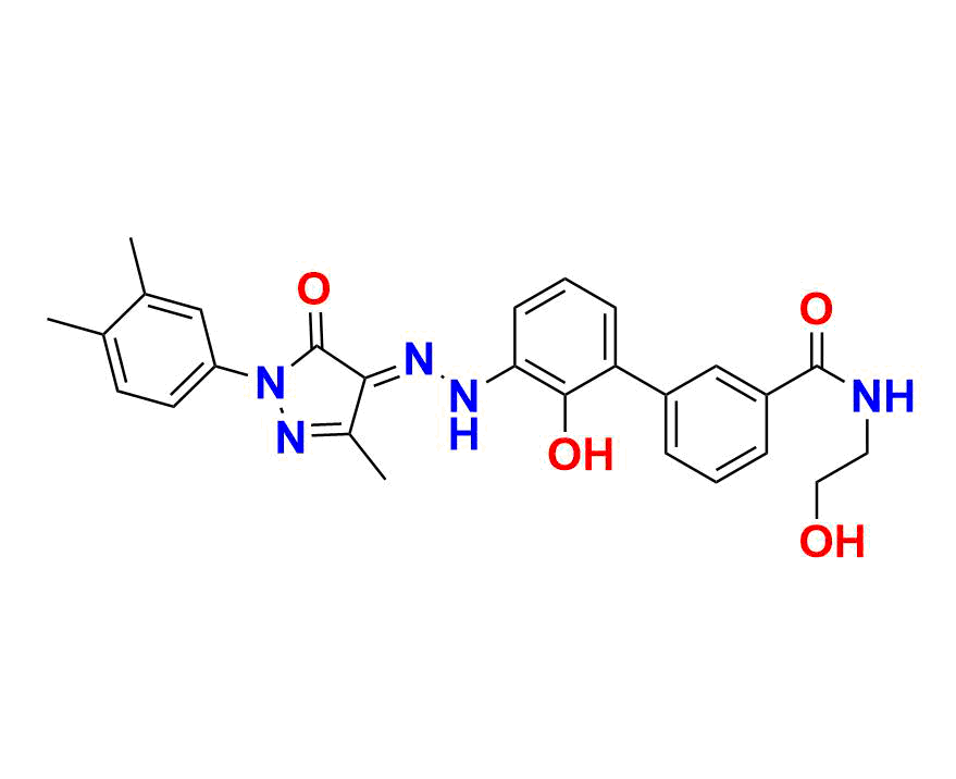 E-3-2-1-34-dimethylphenyl-3-methyl-5-oxo-15-dihydro-4H-pyrazol-4-ylidenehydrazineyl-2-hydroxy-N-2-hydroxyethyl-11-biphenyl-3-carboxamide.png
