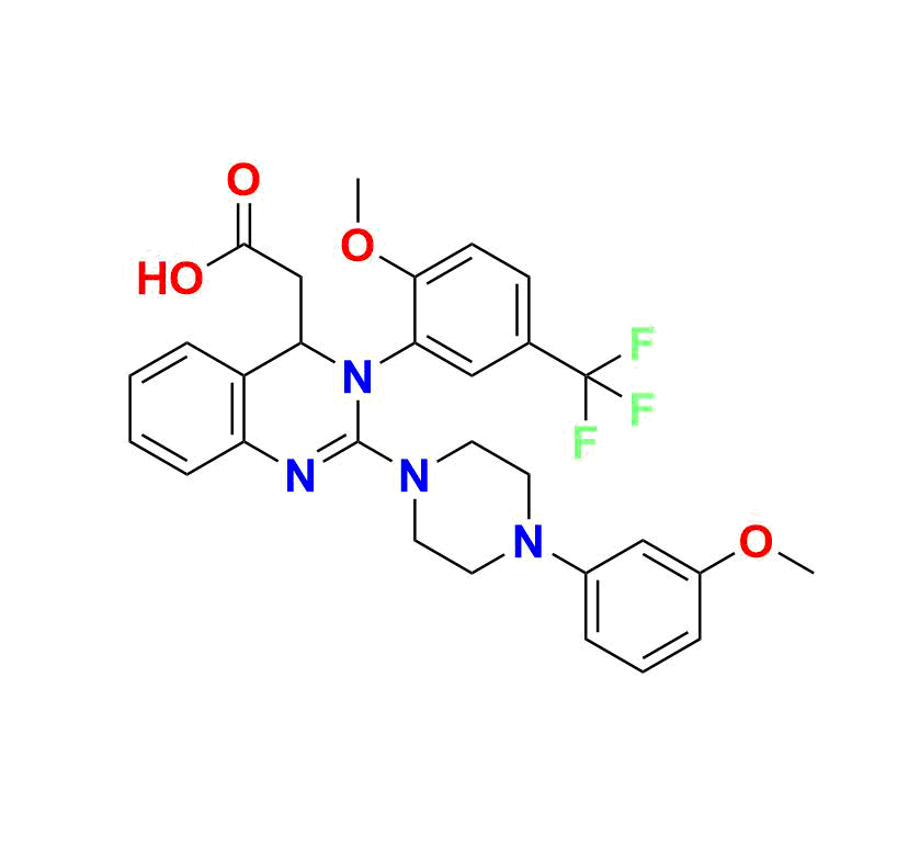 (RS)-2-(3-(2-methoxy-5-(trifluoromethyl)phenyl)-2-(4-(3-methoxyphenyl)piperazin-1-yl)-3,4-dihydroquinazolin-4-yl)acetic acid