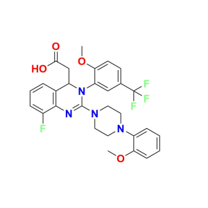 (RS)-2-(8-fluoro-3-(2-methoxy-5-(trifluoromethyl) phenyl)-2-(4-(2-methoxyphenyl)piperazin-1-yl)-3,4- dihydroquinazolin-4-yl)acetic acid