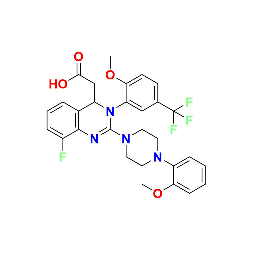 (RS)-2-(8-fluoro-3-(2-methoxy-5-(trifluoromethyl) phenyl)-2-(4-(2-methoxyphenyl)piperazin-1-yl)-3,4- dihydroquinazolin-4-yl)acetic acid