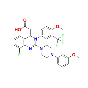 (RS)-2-(8-fluoro-3-(4-methoxy-3-(trifluoromethyl) phenyl)-2-(4-(3-methoxyphenyl)piperazin-1-yl)-3,4- dihydroquinazolin-4-yl)acetic acid