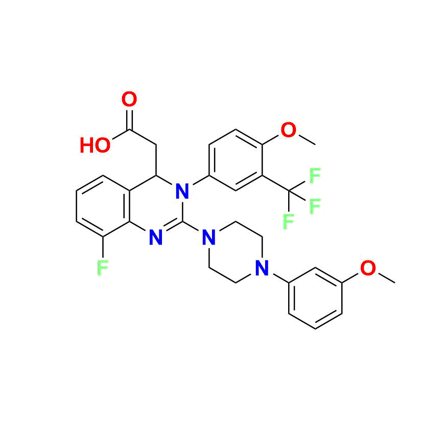 (RS)-2-(8-fluoro-3-(4-methoxy-3-(trifluoromethyl) phenyl)-2-(4-(3-methoxyphenyl)piperazin-1-yl)-3,4- dihydroquinazolin-4-yl)acetic acid